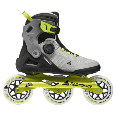 Fitness 3 Wheels Skates - ROLLERBLADE Macroblade - 110 Boa - Black Grey Lime