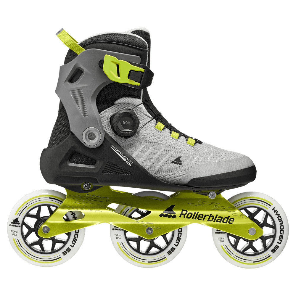 Roller 3 Roues Fitness - ROLLERBLADE Macroblade - 110 Boa - Noir Gris Vert