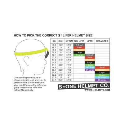 Helmet - S ONE Mini Lifer - Hot Pink sizing chart
