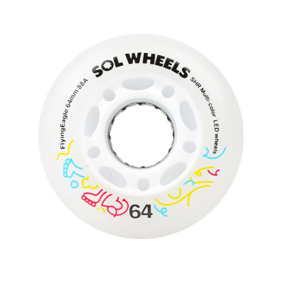 Roue Roller - FLYING EAGLE Sol Led - 64mm 88a - Multicolor - Jeu de 4