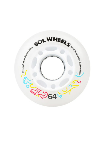 Roue Roller - FLYING EAGLE Sol Led - 64mm 88a - Multicolor - Jeu de 4