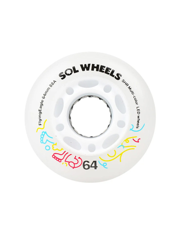 Roue Roller - FLYING EAGLE Sol Led - 64mm 88a - Multicolor - Jeu de 4