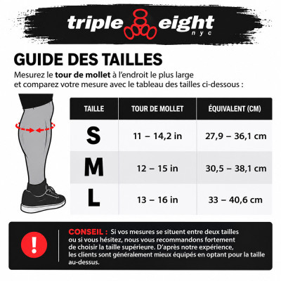 Protection Tibia - TRIPLE EIGHT Exo Skin guide de taille
