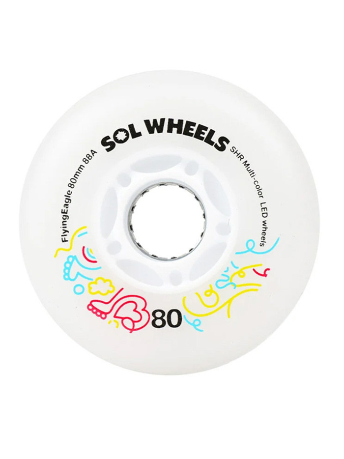 Roue Roller - FLYING EAGLE Sol Led - 80mm 88a - Multicolor - Jeu de 4