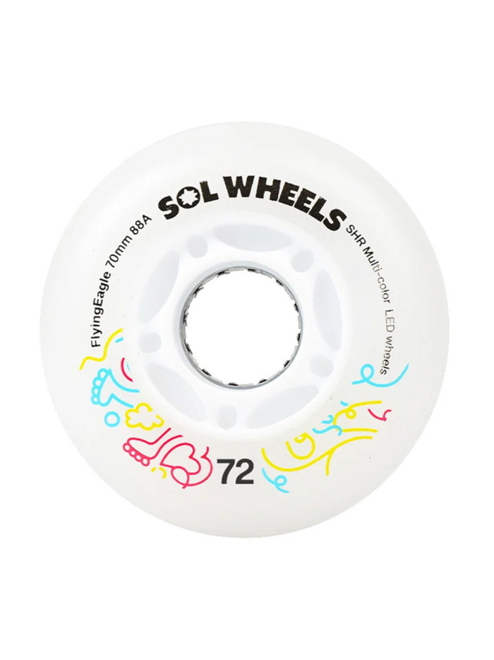 Roue Roller - FLYING EAGLE Sol Led - 72mm 88a - Multicolor - Jeu de 4