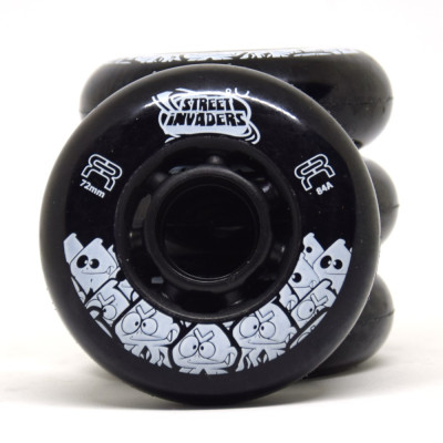 Roue Roller - FR SKATES Street Invaders - 72mm 84a - Noir - Jeu de 4