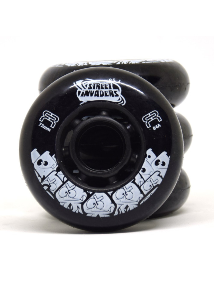 Skates Wheels - FR SKATES Street Invaders - Black - 72mm 84a - Set of 4