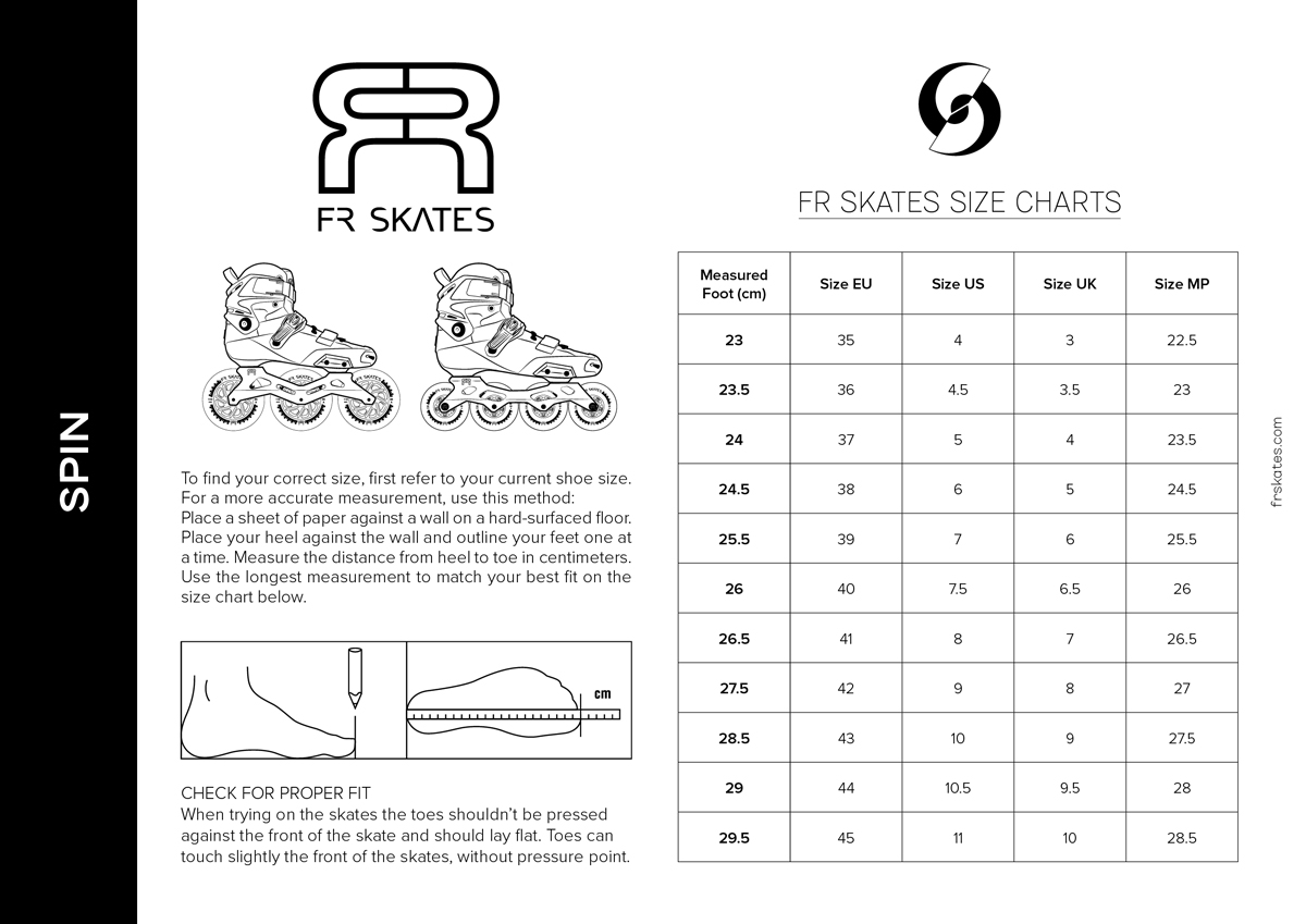 FR SKATES Spin : informations techniques et guide des tailles